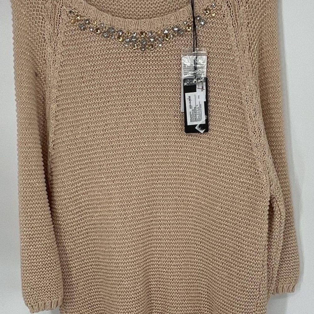 Guess Embellished Tan Sweater